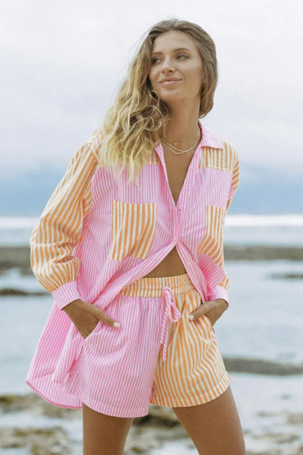Cadence - Summer Button Down Shirt and Short Set
