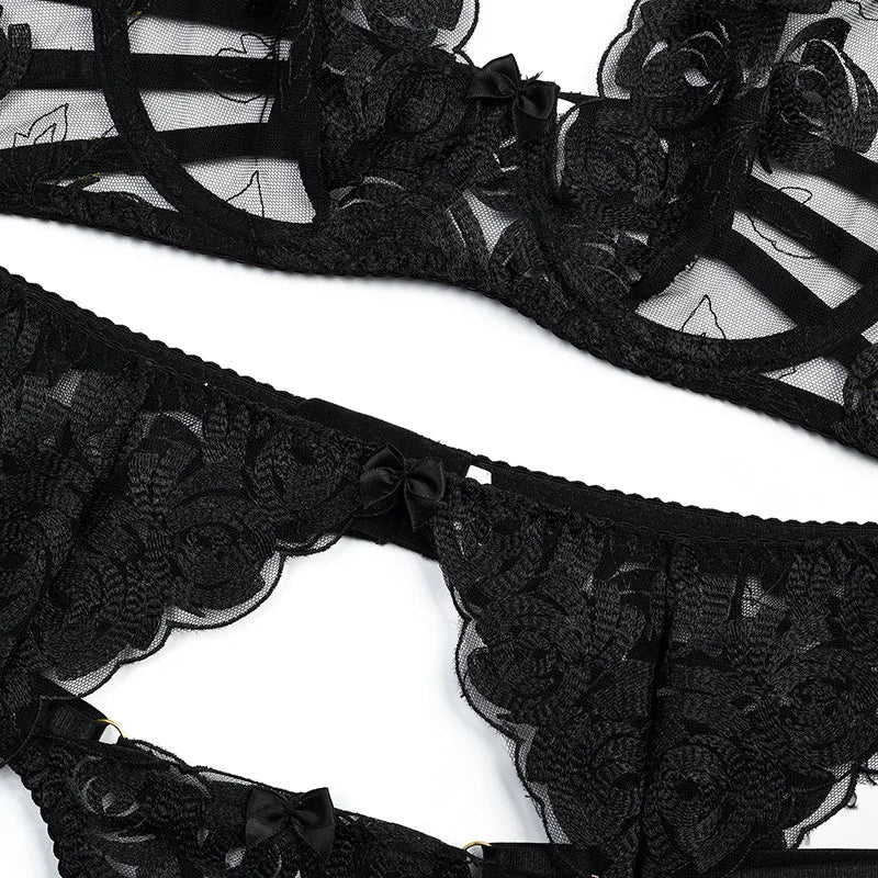 Jacinta - Luxury 3-Piece Shoulder Strap Lingerie Set