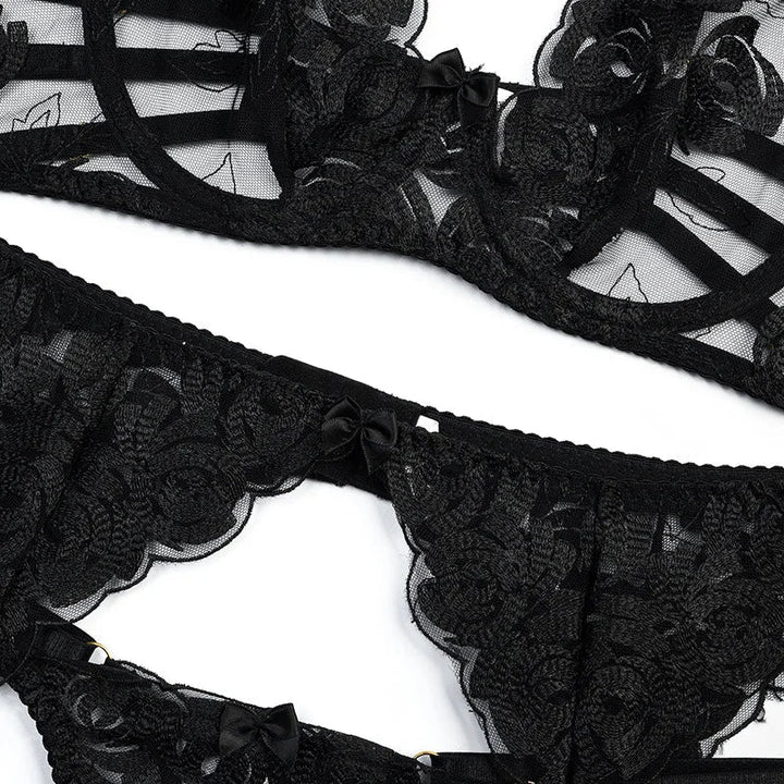 Jacinta - Luxury 3-Piece Shoulder Strap Lingerie Set