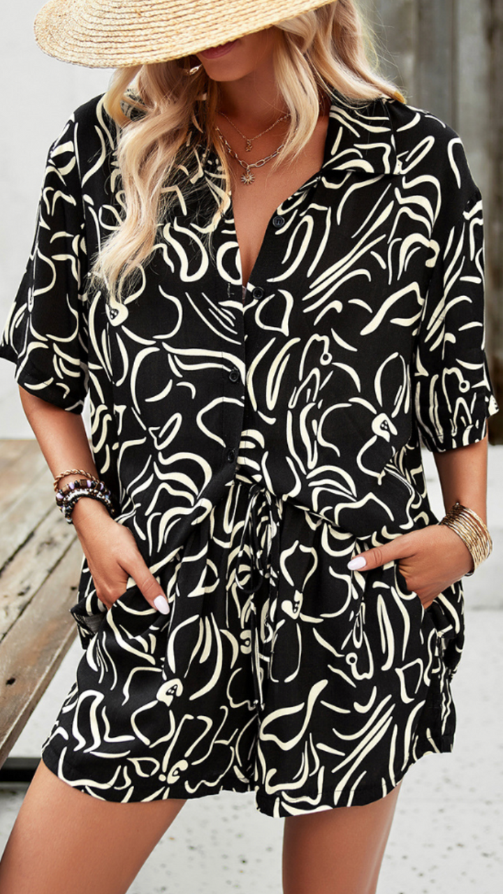 Carmen - Summer Floral Printed Shirt and Shorts Set