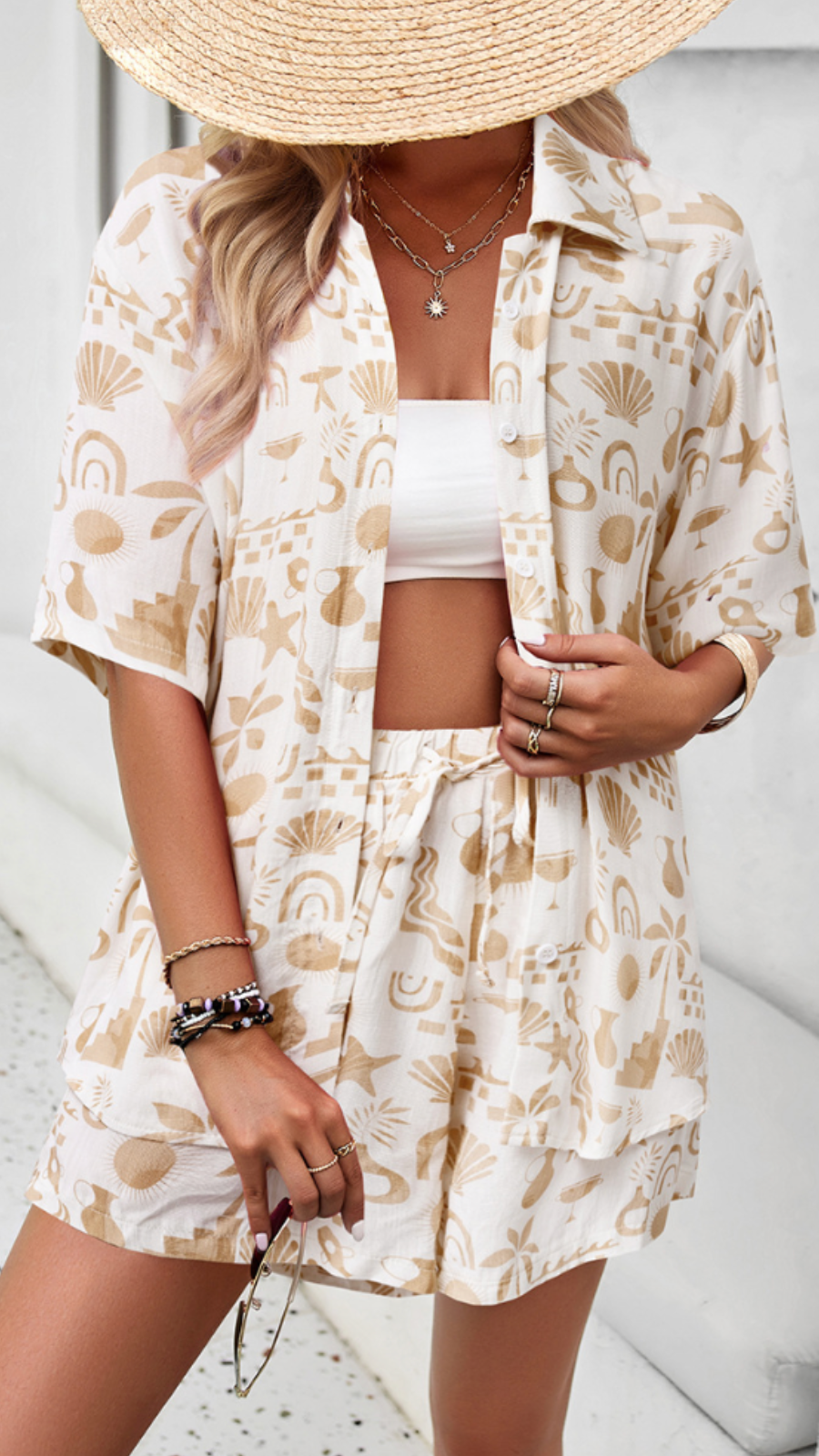 Carmen - Summer Floral Printed Shirt and Shorts Set