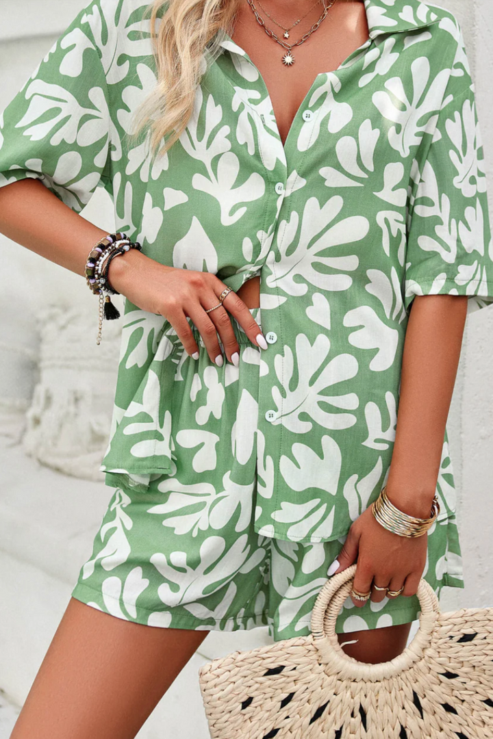 Carmen - Summer Floral Printed Shirt and Shorts Set