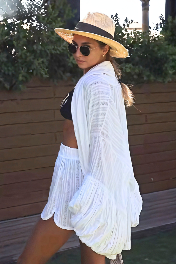 Zora - Elegant Puff Sleeve Robes With High Waist Shorts Set