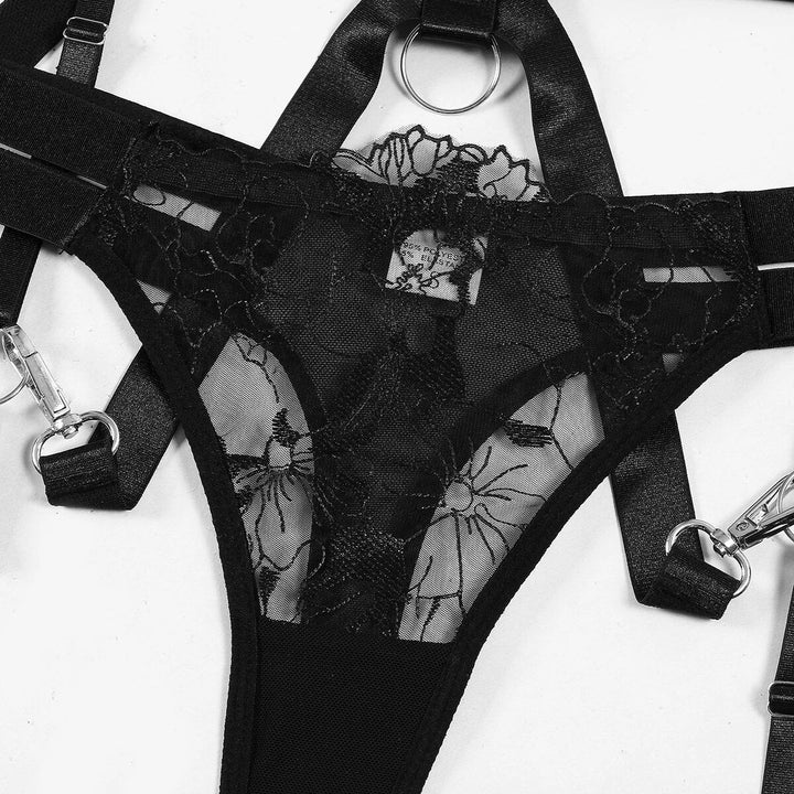 Rhea - Sheer Transparent 3-Piece Lingerie Set