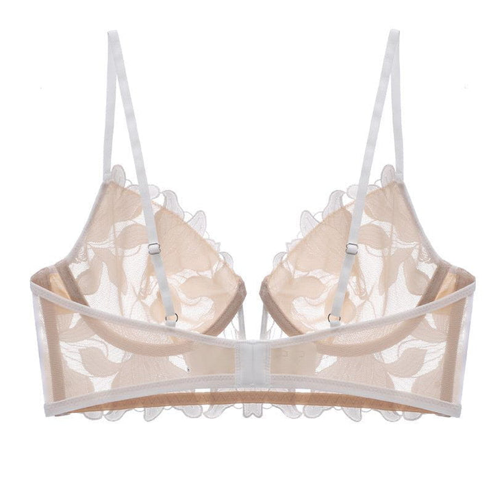 Darcy - Lace Embroidery Deep V Bra And Panty Set